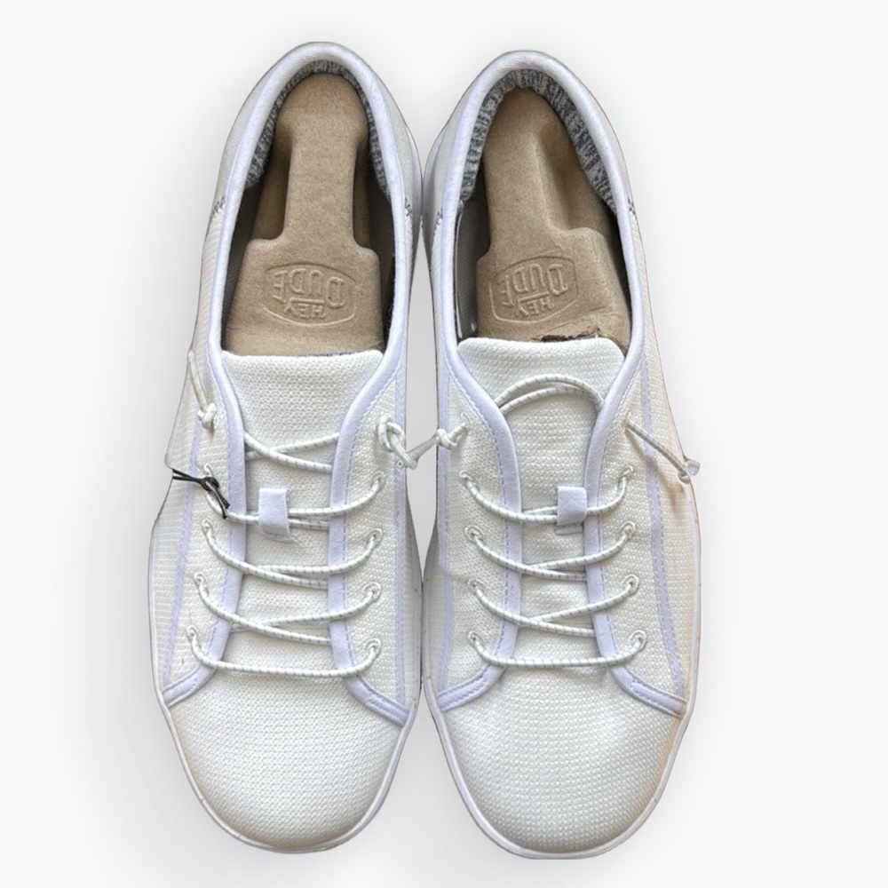 Hey Dude White Loafers Slip-Ons with Lightweight Canvas Material